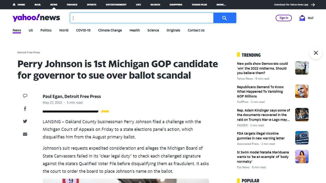 Perry Johnson is 1st Michigan GOP candidate for governor to sue over ...